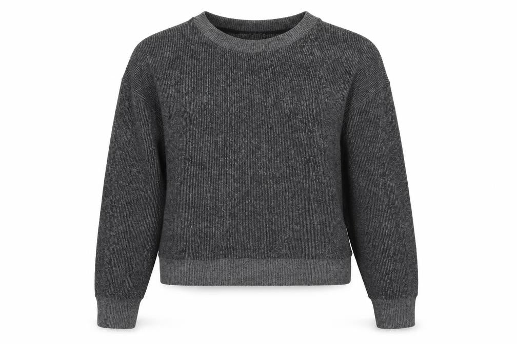 Front view of Zara women’s grey round neck polyester jumper, size L