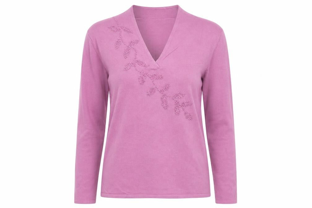 Victoria Layne Womens Purple V-Neck Viscose Pullover Jumper Size 12