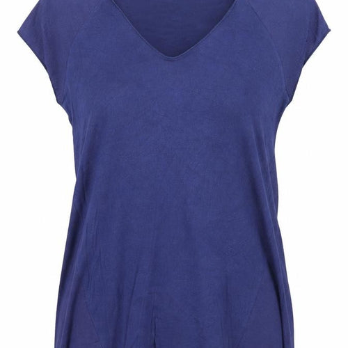 Mango Womens Blue Viscose Basic T-Shirt Size XS V-Neck