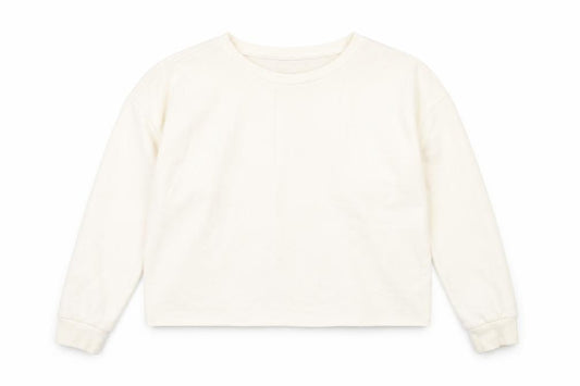 Front view of Wandering eyes women’s beige polyester pullover sweatshirt, size M, pullover