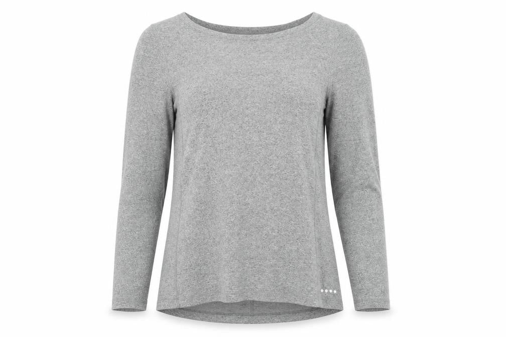 Front view of Soluxe women’s grey polyester pullover casual, size S, round neck pullover