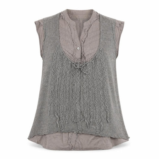 Front view of Next women’s green linen basic button-up, size UK 10, v-neck