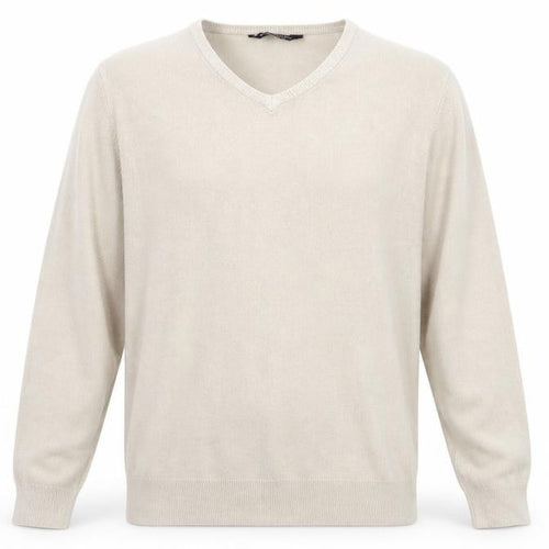 Kensington Mens Beige V-Neck Acrylic Pullover Jumper Size XL Long Sleeve