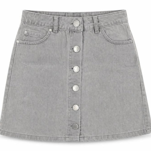 Miss Selfridge Womens Grey Cotton A-Line Skirt Size 6 Button