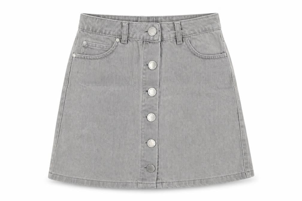 Miss Selfridge Womens Grey Cotton A-Line Skirt Size 6 Button