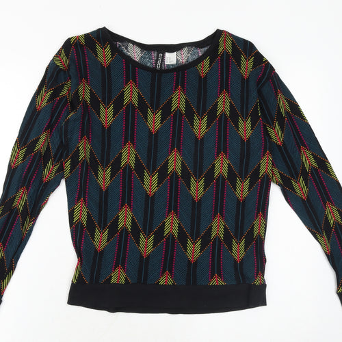 H&M Womens Multicoloured Geometric Cotton Pullover Sweatshirt Size XS Pullover