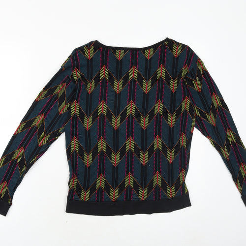 H&M Womens Multicoloured Geometric Cotton Pullover Sweatshirt Size XS Pullover