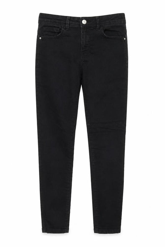 Front view of Denim & Co. women’s black cotton skinny jeans, size UK 10, regular zip