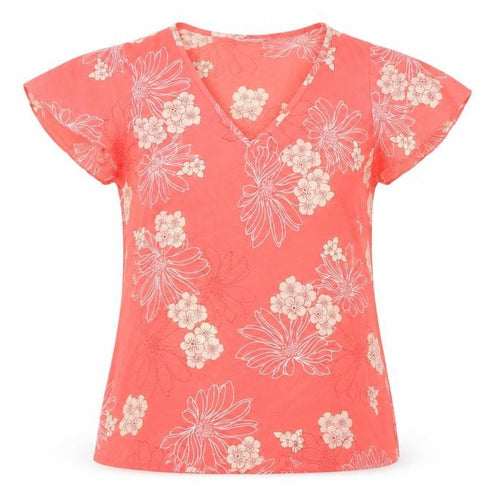 Collections Womens Pink Floral Polyester Basic Blouse Size 12 V-Neck