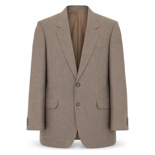 Front view of Quest men’s brown striped polyester jacket suit jacket, size 40, regular
