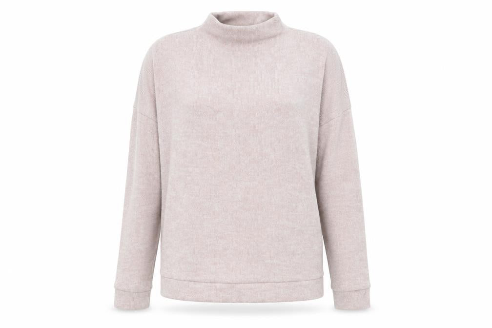 Front view of New Look women’s pink mock neck polyester jumper, size S