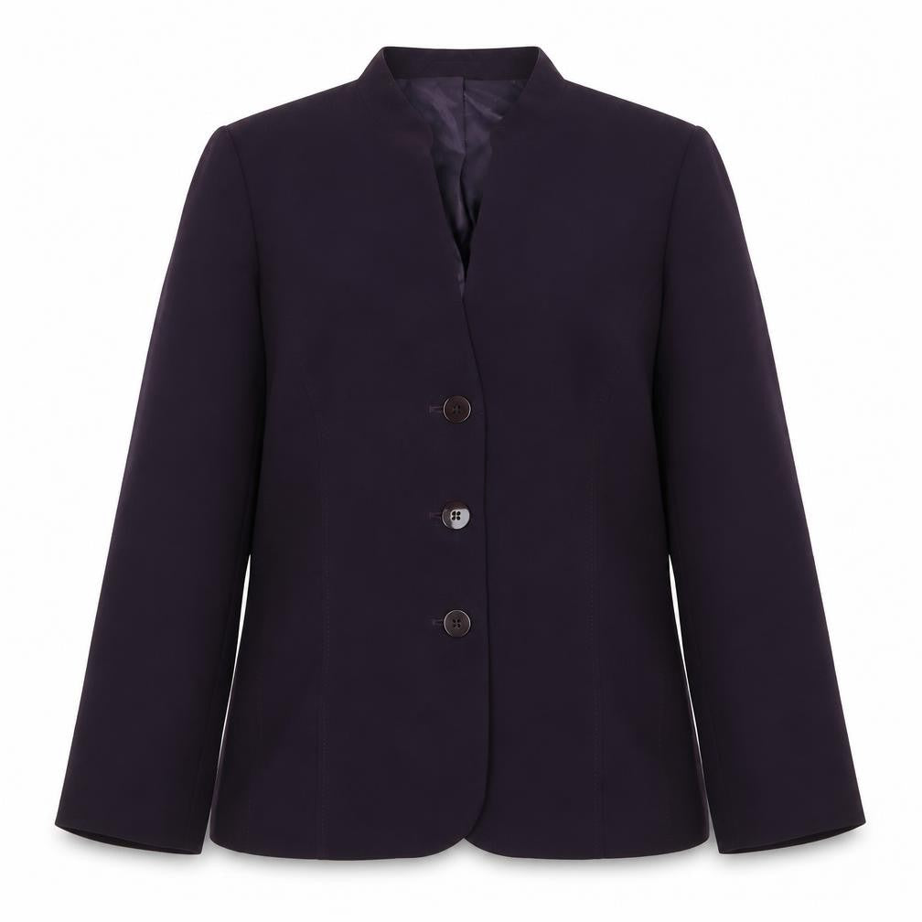 Front view of BHS women’s purple jacket blazer, size UK 14, button