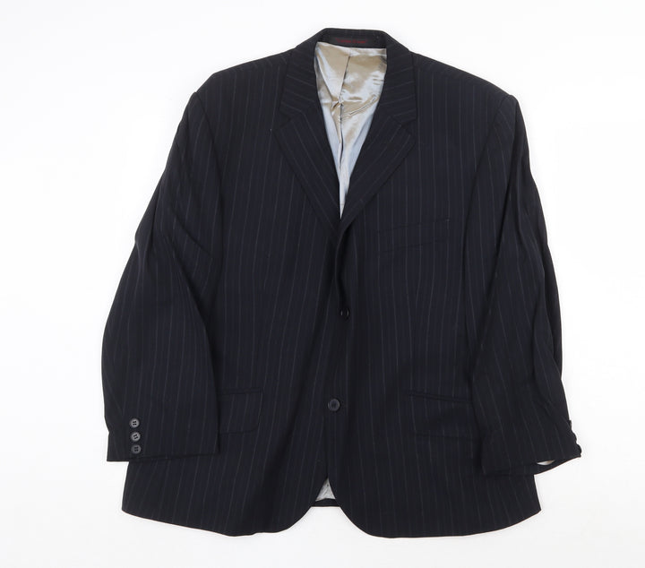 City Survival Mens Black Striped Wool Jacket Suit Jacket Size 42 Regular