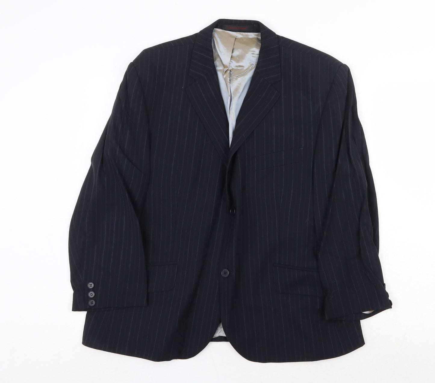 City Survival Mens Black Striped Wool Jacket Suit Jacket Size 42 Regular