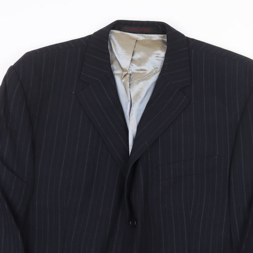 City Survival Mens Black Striped Wool Jacket Suit Jacket Size 42 Regular