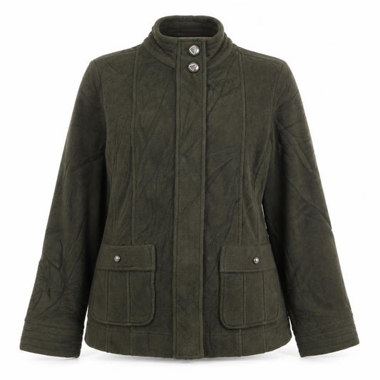 Front view of Marks & Spencer women’s green jacket, size UK 12, zip