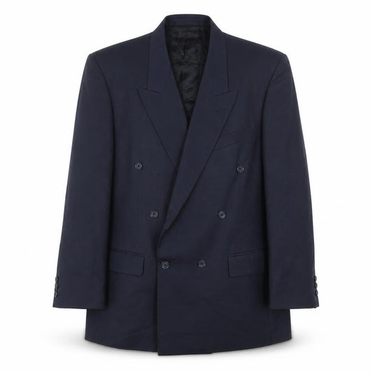 Front view of Ciesse men’s blue polyester jacket blazer, size 40, regular