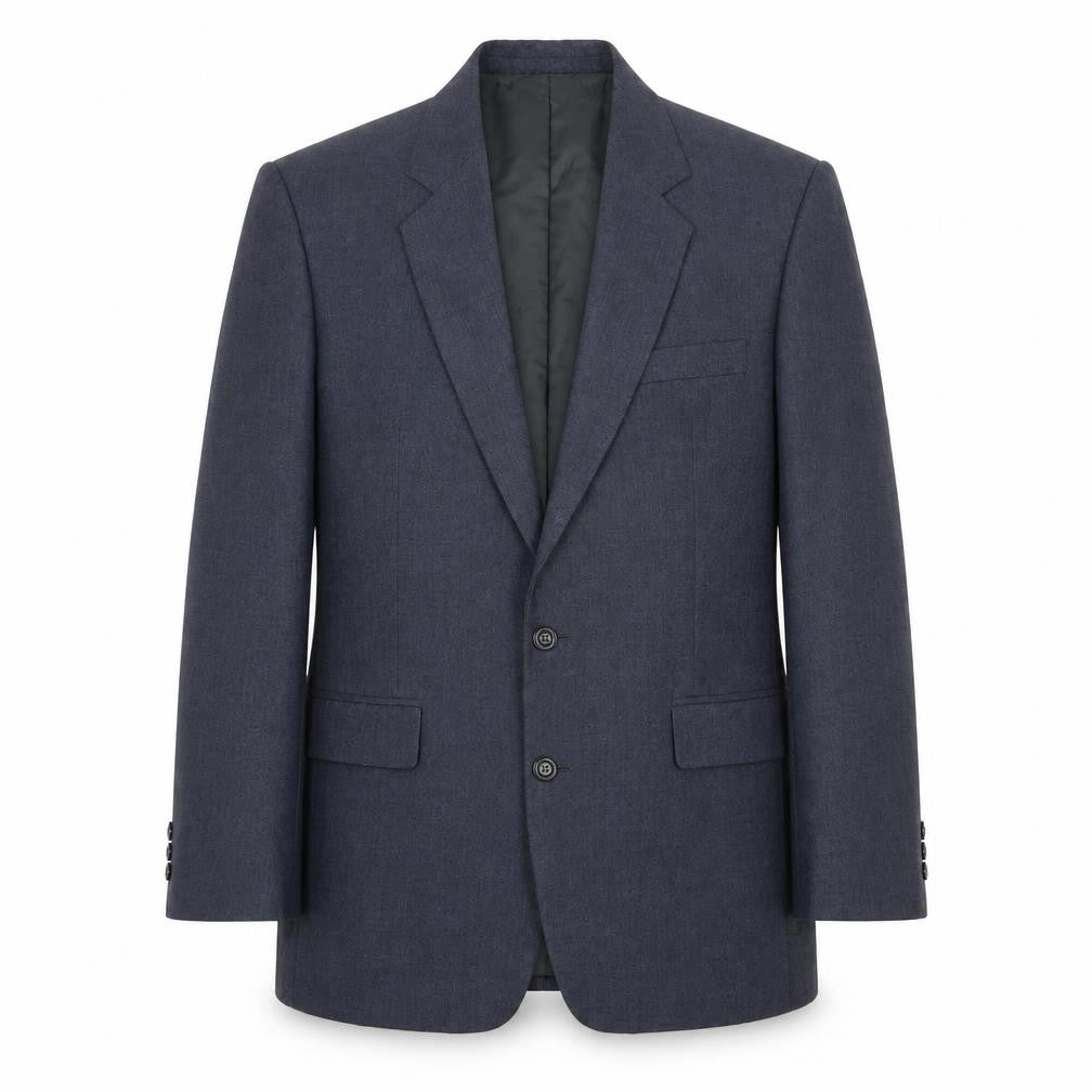 Front view of Peter Ranee's men’s blue wool jacket suit jacket, size 42, regular