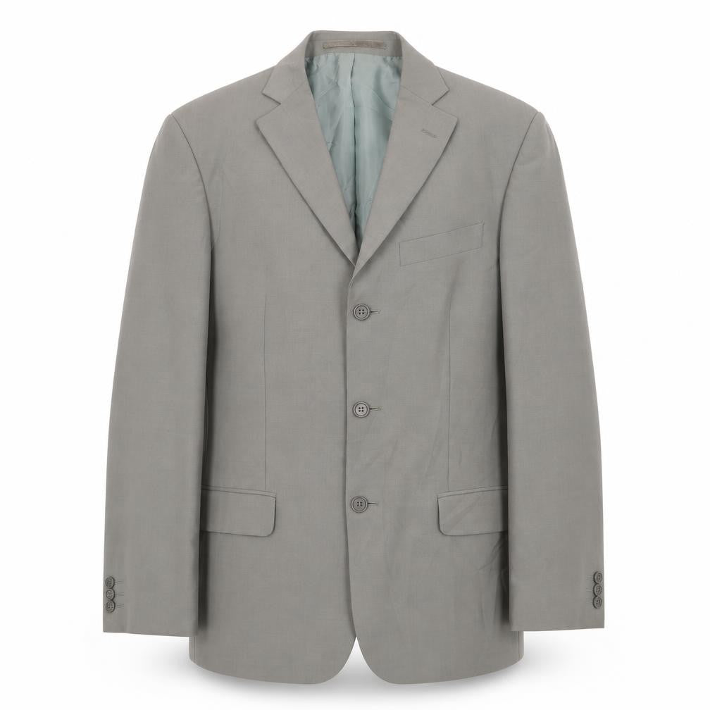 Front view of Marks & Spencer men’s grey polyester jacket suit jacket, size 38, regular
