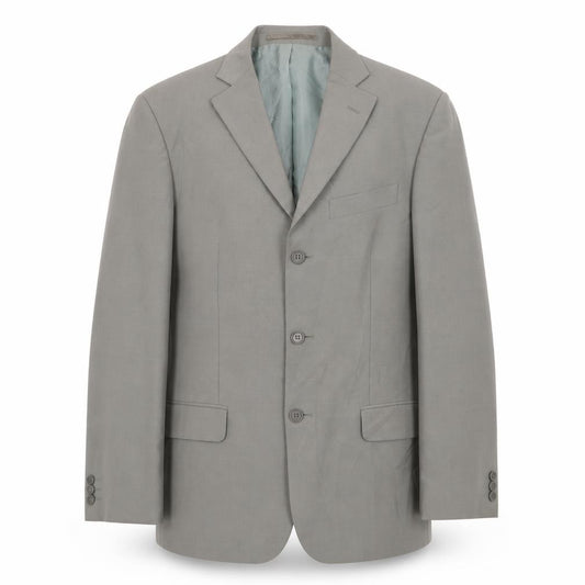 Front view of Marks & Spencer men’s grey polyester jacket suit jacket, size 38, regular