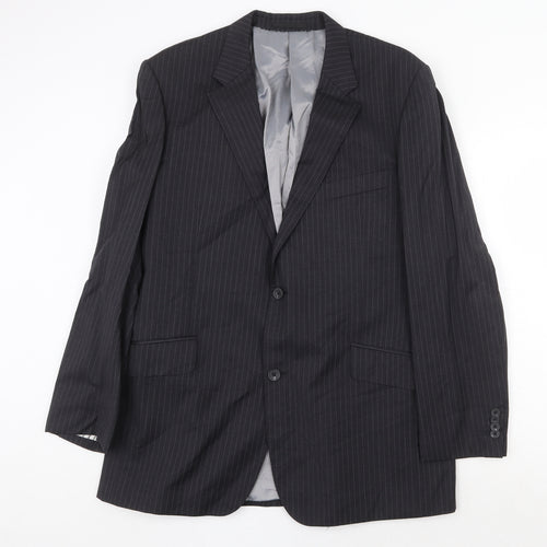 T.M.Lewin Mens Grey Striped Wool Jacket Suit Jacket Size 44 Regular