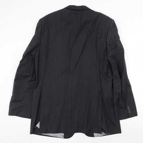 T.M.Lewin Mens Grey Striped Wool Jacket Suit Jacket Size 44 Regular