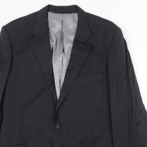 T.M.Lewin Mens Grey Striped Wool Jacket Suit Jacket Size 44 Regular