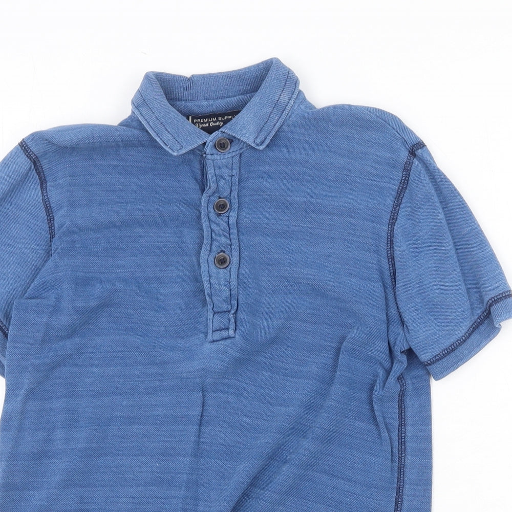 NEXT Boys Blue Cotton Basic Polo Size 9 Years Collared Button