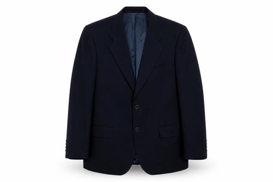 Front view of Marks & Spencer men’s blue wool jacket suit jacket, size M, regular