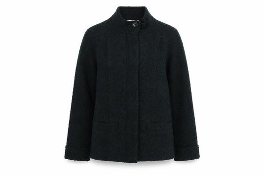 Front view of Marks & Spencer women’s green jacket, size UK 12, zip