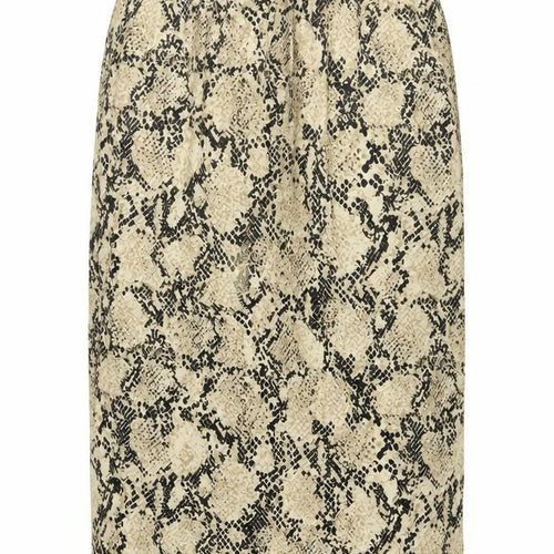 Marks and Spencer Womens Beige Animal Print Viscose A-Line Skirt Size 10 Drawstring - Snakeskin Pattern