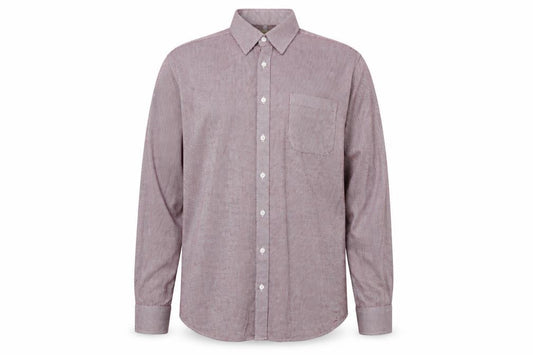 Front view of Collezione men’s pink geometric cotton button-up, size 18.5 collared button