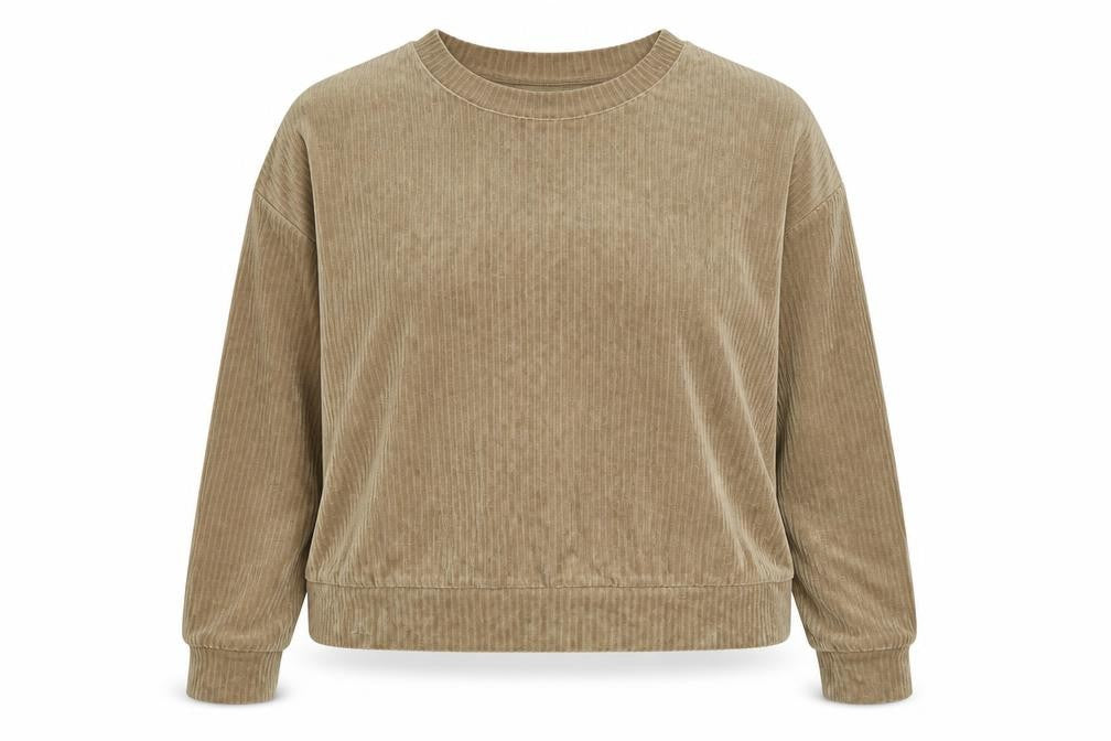 Front view of Monki women’s brown cotton pullover sweatshirt, size L, pullover