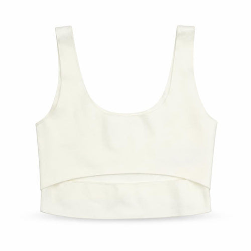 Zara Womens Ivory Viscose Cropped Tank Size M Round Neck