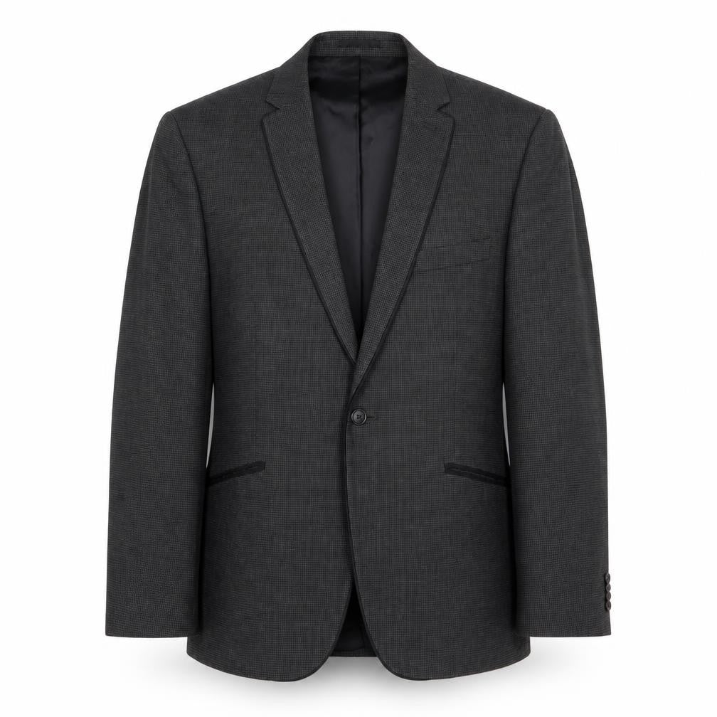 Front view of Taylor & Wright men’s grey geometric polyester jacket suit jacket, size 44, regular