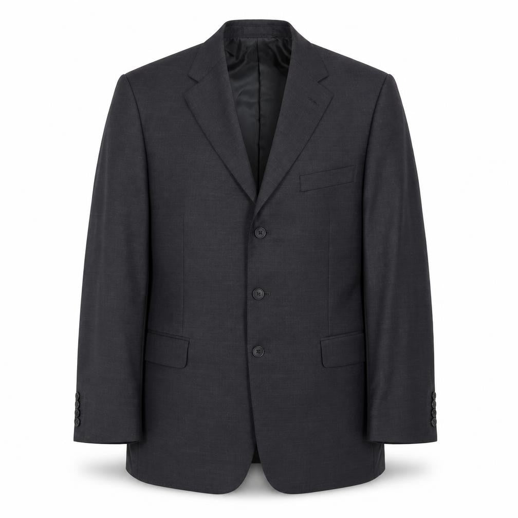 Front view of Butler & Webb men’s grey wool jacket suit jacket, size 42, regular