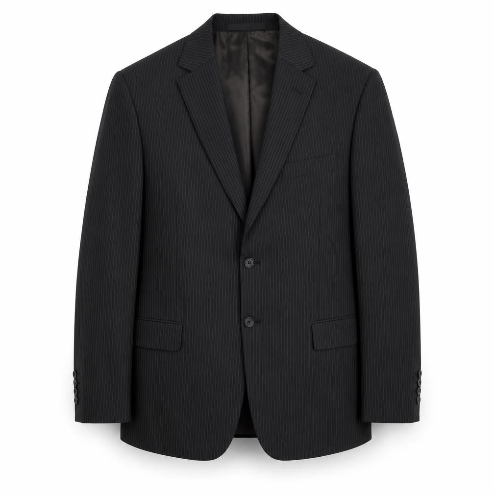 Front view of Marks & Spencer men’s brown striped wool jacket suit jacket, size 42, regular