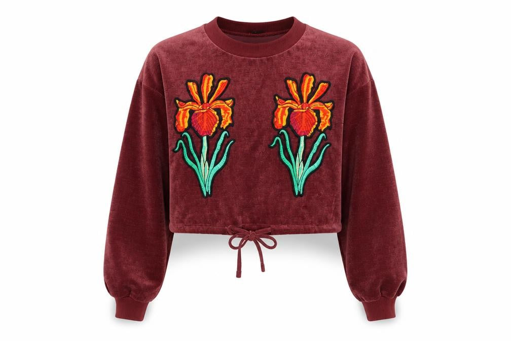 Front view of Love & Other Things women’s red polyester pullover sweatshirt, size XS, pullover