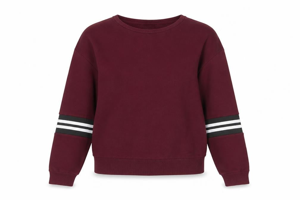 Front view of New Look women’s purple polyester pullover sweatshirt, size UK 6, pullover