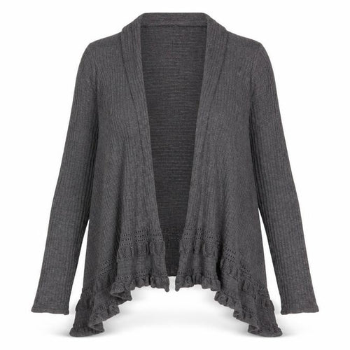 Lo Ri Womens Grey V-Neck Wool Cardigan Jumper Size L