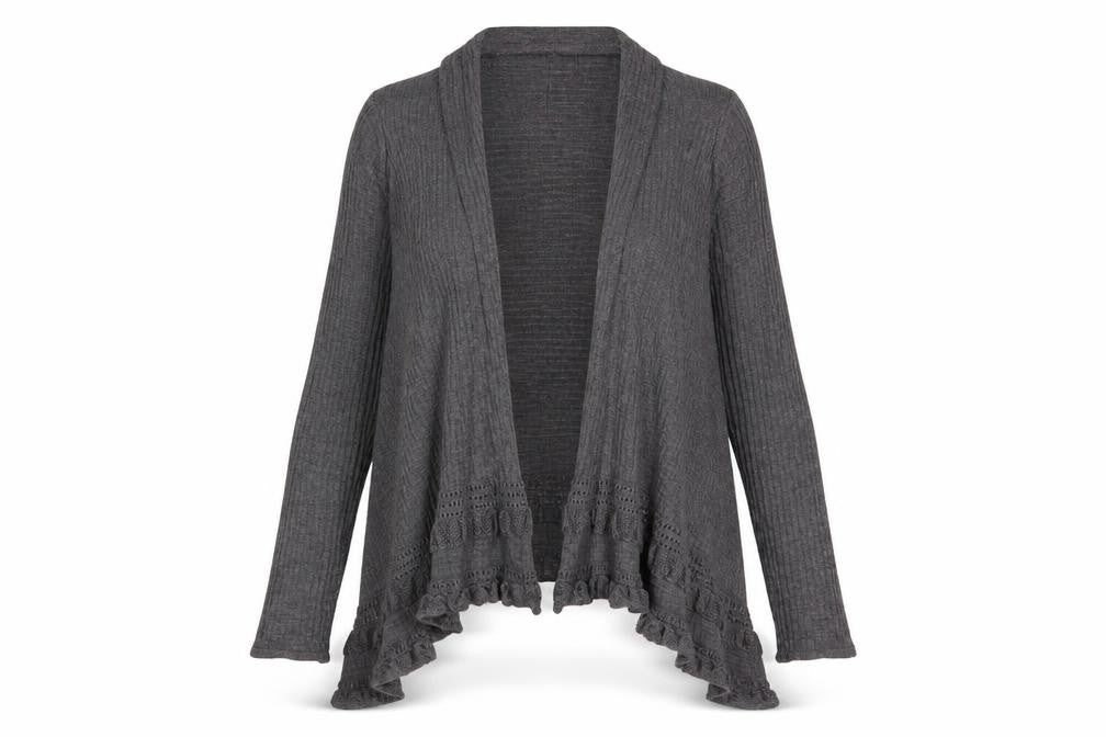 Lo Ri Womens Grey V-Neck Wool Cardigan Jumper Size L