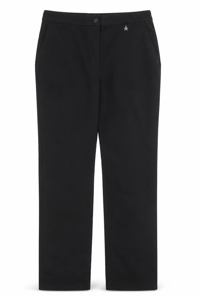 Marks and Spencer Girls Blue Polyester Chino Trousers Size 12-13 Years Regular Zip