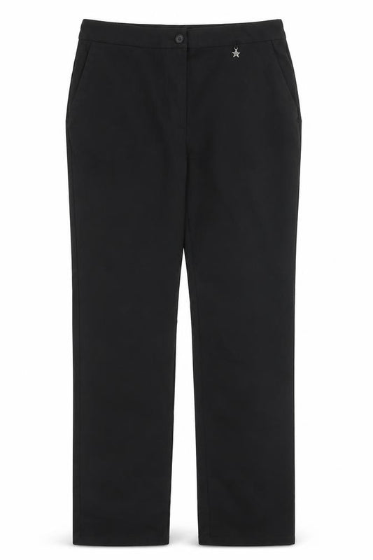 Marks and Spencer Girls Blue Polyester Chino Trousers Size 12-13 Years Regular Zip