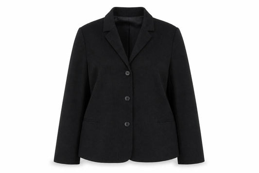 Front view of Next women’s black polyester jacket suit jacket, size UK 14