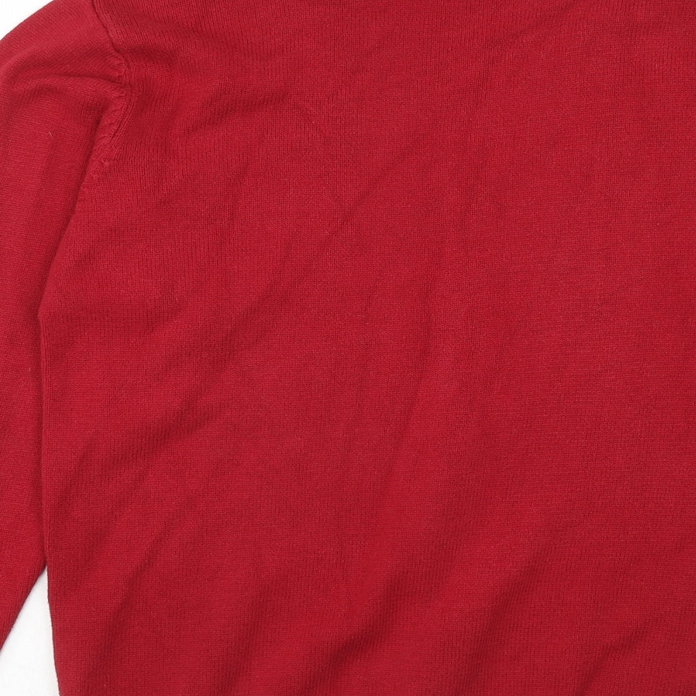 Maine Mens Red Crew Neck Cotton Pullover Jumper Size M Long Sleeve