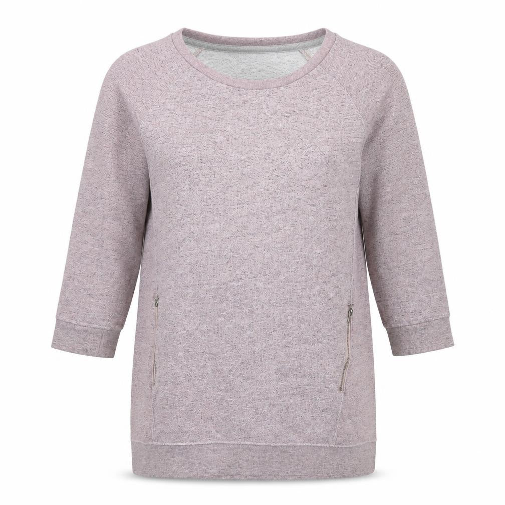 Front view of New Look women’s pink cotton pullover sweatshirt, size UK 10, zip