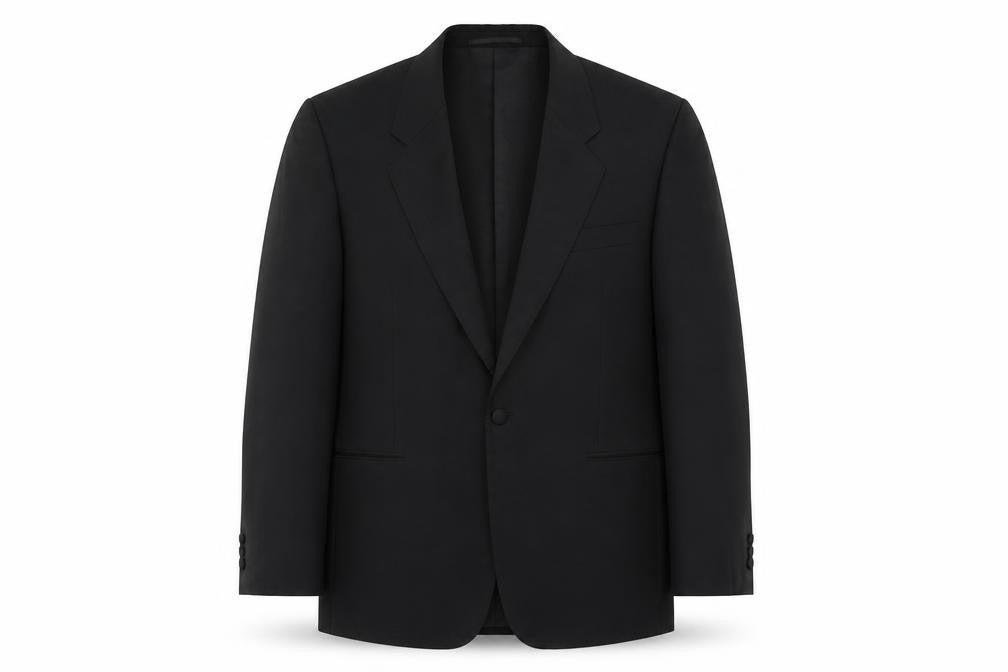 Front view of FH men’s black polyacrylate fibre jacket suit jacket, size 44, regular