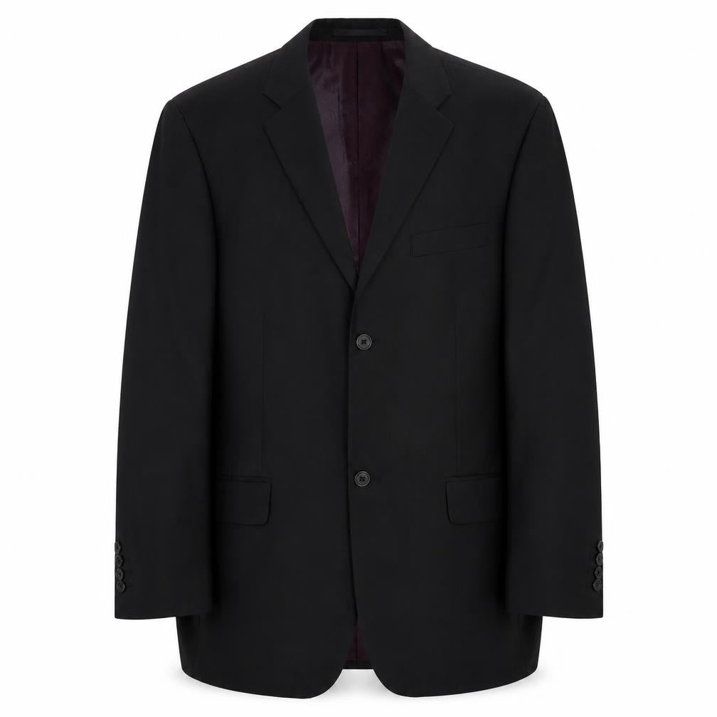 Front view of Fellini men’s black wool jacket suit jacket, size 40, regular