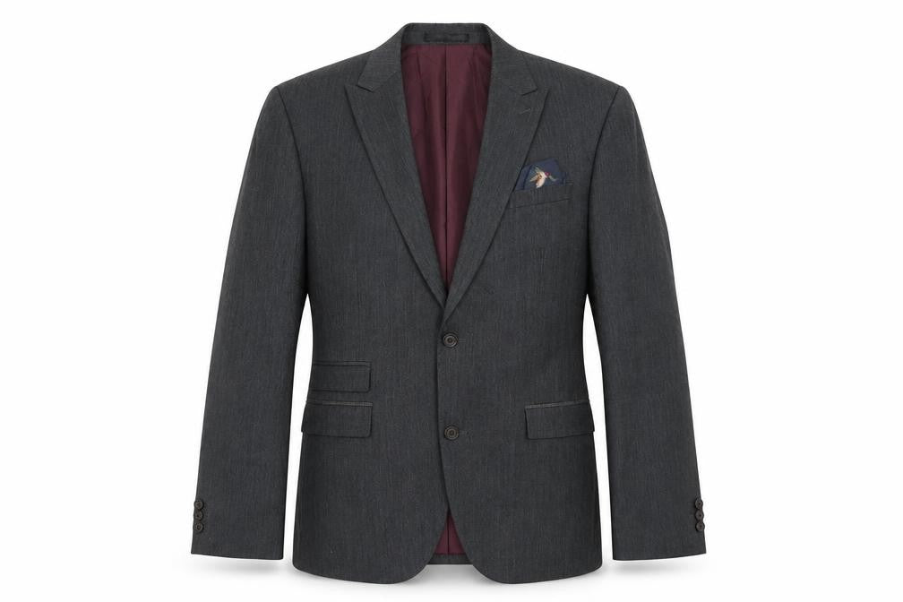 Front view of Next men’s grey polyester jacket suit jacket, size 40, regular