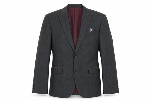 Front view of Next men’s grey polyester jacket suit jacket, size 40, regular